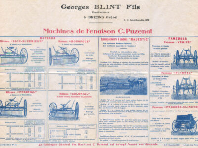 Prospectus pour les machines de fenaison, années 1920-1930 - Prospectus adressé à M. Daniel CHAMPON, maire à l'époque de St-Michel-de-St-Geoirs.